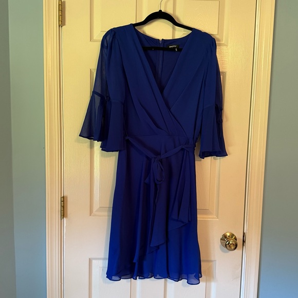 Royal Blue Cold Shoulder Cocktail Dress - Size 12, DKNY - Picture 3 of 5
